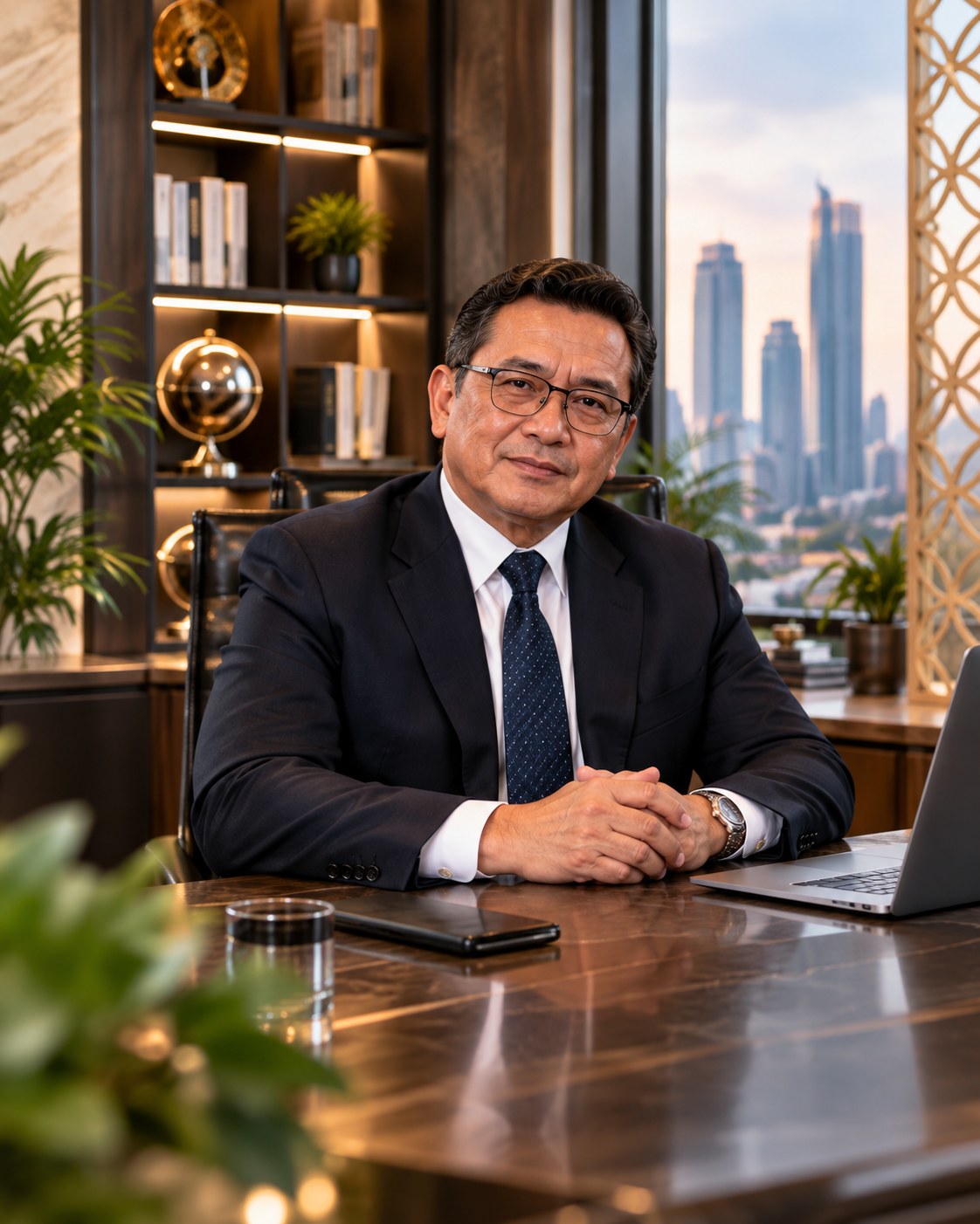 Portrait of Adrian seated in an office